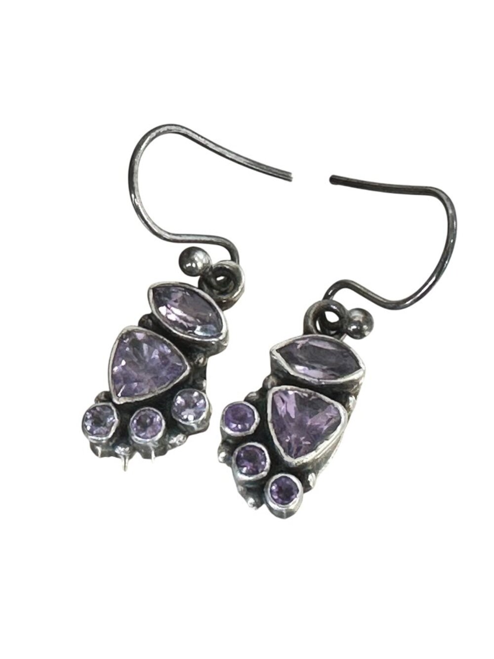 Sterling Silver Amethyst Drop Earrings 925